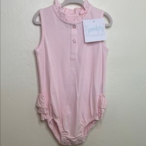 Serendipity Pink Striped Kids One Piece size 3y